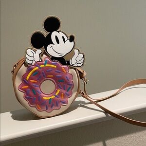 Disney Mickey Mouse Donut Crossbody Bag - Cream and Purple